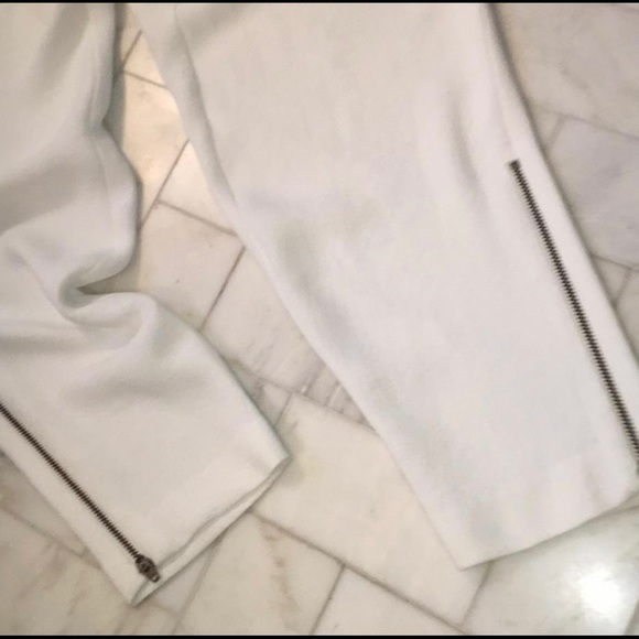 Helmut Lang Leather and Fabric Cargo Pants In White With Black Leather - Picture 4 of 7